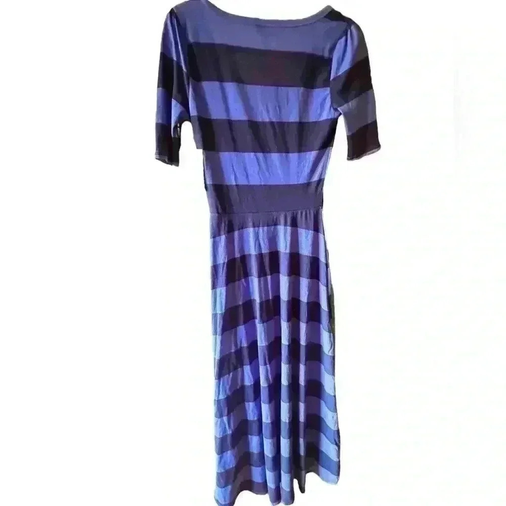 Lularoe XS blue wide strip ANa maxi dress. NWT. Two tone blue stripe. - Picture 2 of 7